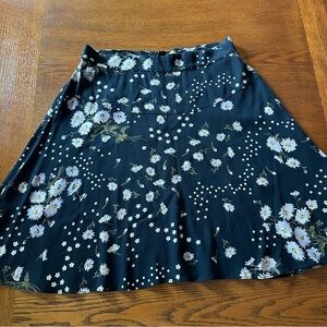 Madewell Black Floral A line viscose skirt. Size 8